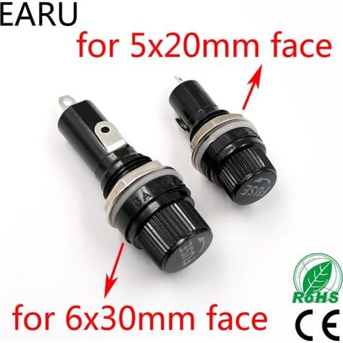 5pcs/lot 5*20mm 6*30mm Glass Fuse Holders 5x20 6x30 Insurance Tube Socket Fuse Holder For Insurance Panel Mount Fuse Holder