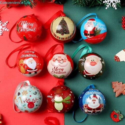 7cm Christmas Tree Hanging Balls Ornament Decoration Xmas Tree Decor Ball Candy Jar Storage Christmas Candy Cans Ball Kids Gifta