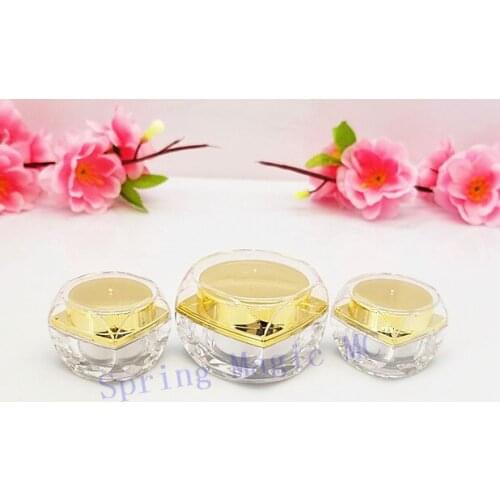 Special offer 10g square shape Acrylic Cream Jar With gold lid,Cosmetic Container small Eye Cream jar,plastic jars cosmetic Case