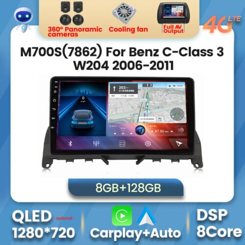 6G+128G Android 10 Car Radio for Mercedes Benz C Class 3 W204 S204 2006 - 2011 Car Stereo Wifi GPS Navigation Multimidia Player