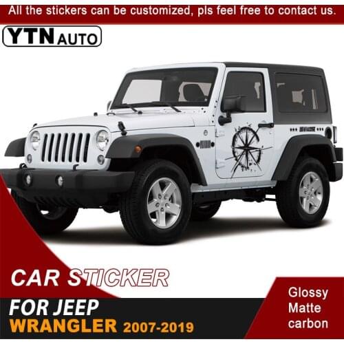 Car Stickers 2 Pieces Side Door Compass Adventure Graphic Vinyl Cool Car Decals Fit For Jeep Wrangler 2007-2016 2017 2018 2019