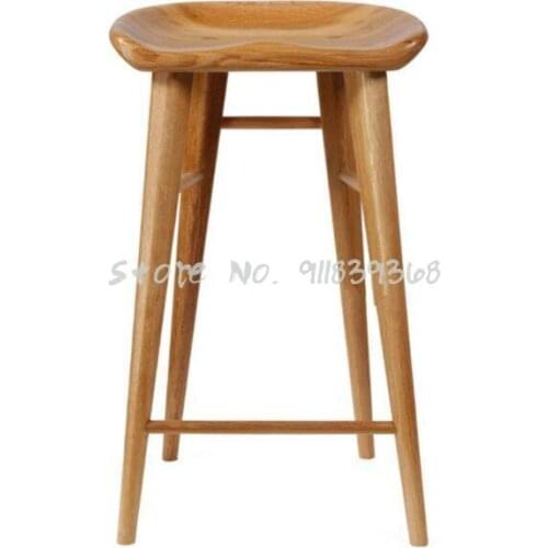Solid Wood Bar Chair Bar Stool Antique Solid Wood Bar Chair Household Bar Stool High Stool Milk Tea Coffee High Chair