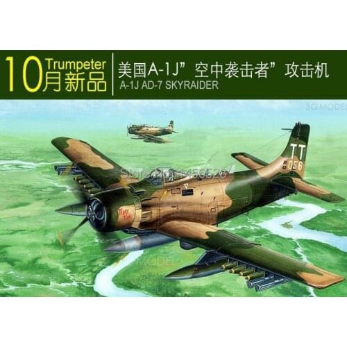 Free shipping NEW 02254 A-1J AD-7 Skyraider Assembly Model kits Modle building Trumpeter