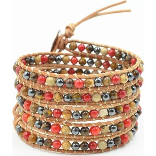 Asingeloo Rope Strand Bracelet Handmade Natural Stone Beads Weave Wrap Bracelet for Woman Girls waterproof bracelets Gift