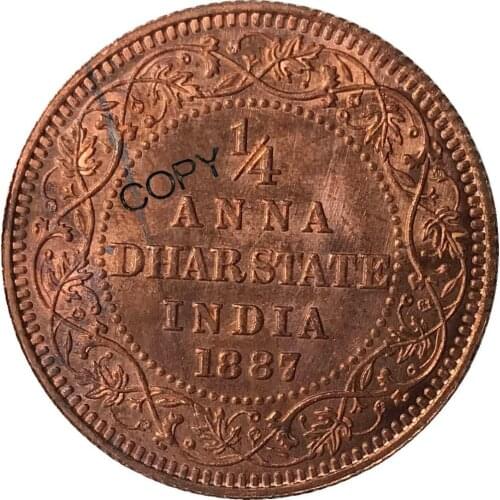 British East India Victoria Empress 1887 1/4 Anna Dharstate Red Copper Copy Coin Commemorative COINS