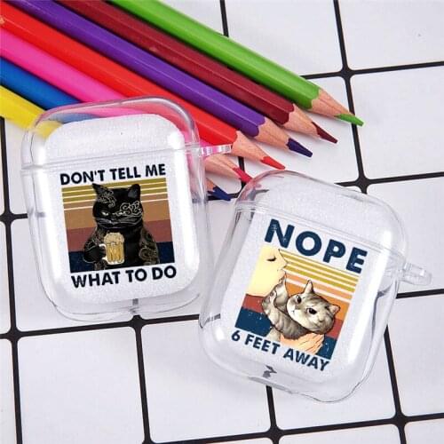 Cute Cartoon Coffe Cat Earphone Case for Airpods 2 1 Animal Pattern Soft Silicone Transparent Wirless Bluetooth Headphone Cover