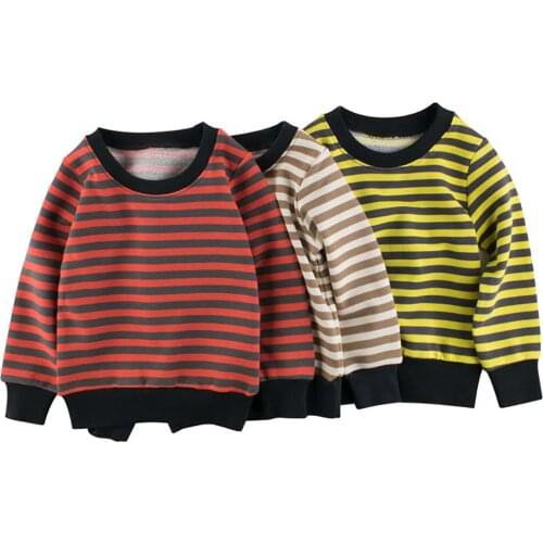 Childrens Striped Thermal Sweater, Toddler Baby Girls Boys Long Sleeve O Neck Top for 1-9 Years Kids of Spring Autumn Winter