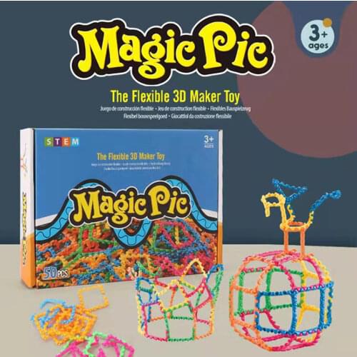 DIY puzzle creative elastic building block assembly magic pic stem toy kindergarten building block