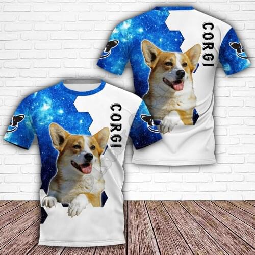 PLstar Cosmos Corgi 3D Printed t-shirt Harajuku Streetwear T shirts Funny Animal Men For Women Short Sleeve 08