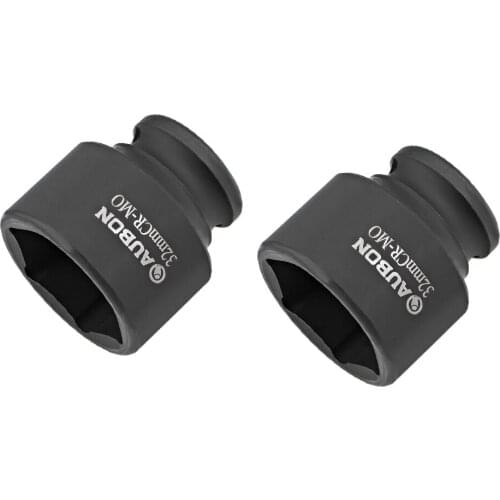 Uxcell 2 Pcs 1/2-Inch Drive by 32mm Shallow Impact Socket, Cr-Mo, 6-Point, Metric