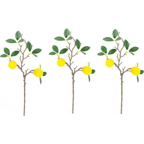 Artificial Imitation Plants Simulation Lemon Branch For Party Wedding Vine Plastic 3pcs 50 Cm Realistic Home Decor Fruit Props