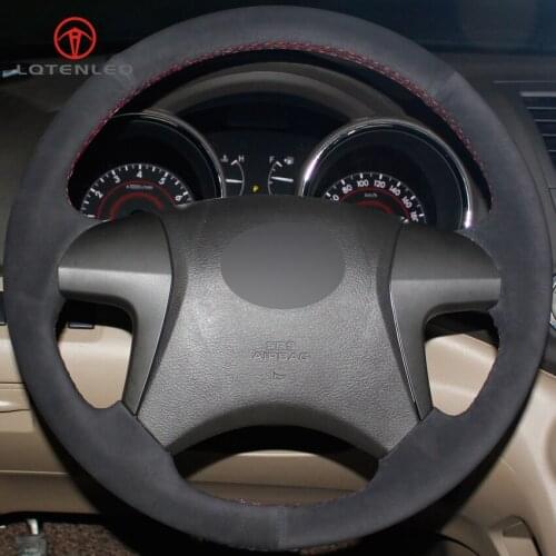 LQTENLEO Black Suede DIY Hand-stitched Car Steering Wheel Cover for Toyota Highlander 2008-2014 Camry 2007-2011