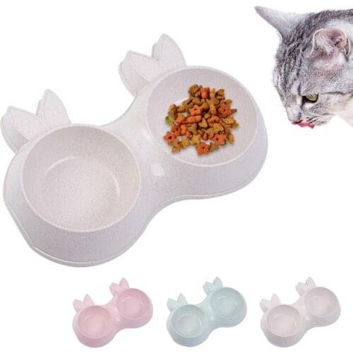 Cute Pet Bowl Creative Anti-slip Double Bowls Dog Bowl Cat Bowl for Food Water