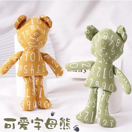 22cm Number Bear Stuffed Plush Toys Cute Bears Pendant Dolls Gifts Birthday Wedding Party Decor