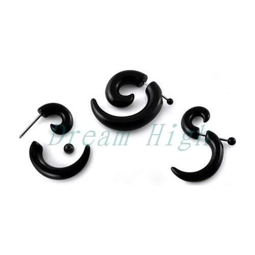 New Arrive UV Acrylic Ear Spiral Black Expanders Earring Fake Ear Plugs 100pcs/lot Promotional Product Ear Tunnel For Girl Women