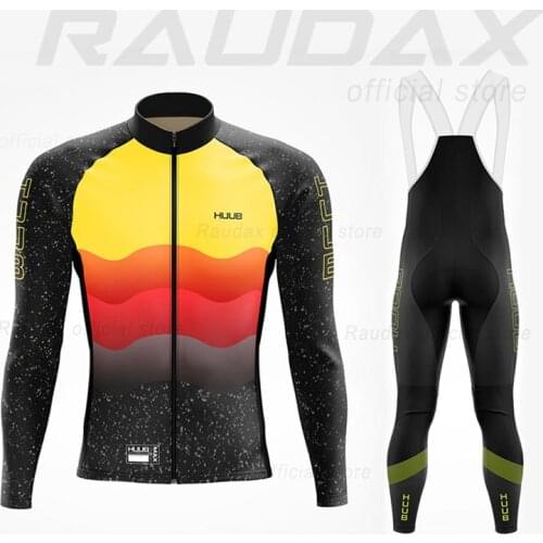 2021 HUUB Autumn Long Sleeve Breathable Cycling Jersey Set Bib Pants Ropa Ciclismo MTB Bicycle Clothing Uniform Mens Clothes