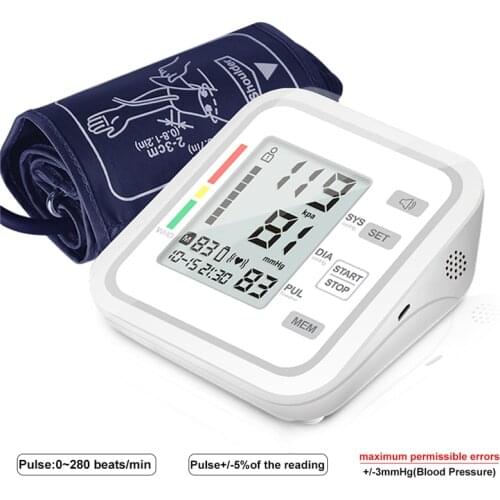 Portable Digital Upper Arm Blood Pressure Monitor Electric Heartbeat Tester Tonometer Health Care Sphygmomanometer Tensiometro