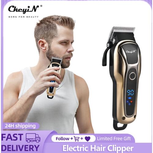 Professional Barber Cordless Hair Trimmer 0mm Mens Electric Hair Clippers Adjustable Blade Hair Cutting with LED Display tools