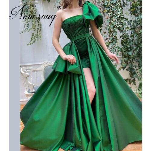 Luxury Emerald Green Illusion Evening Dress 2020 Two Pieces Prom Dresses New Arrival Arabic Middle East Women Dubai Party Gowns