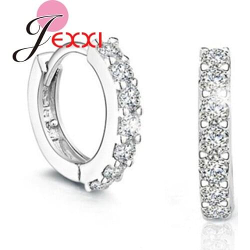 Luxury Romantic Women Jewlerys 925 Sterling Silver Rhinestone Crystal Hoop Earrings Wholesale
