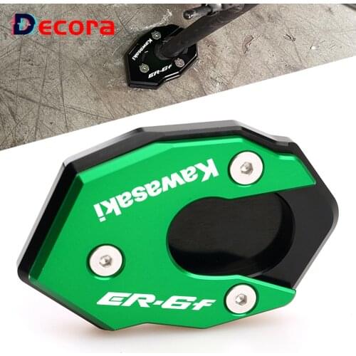 With Logo For Kawasaki ER6F ER6N ER-6F ER-6N 2011-2016 Motorcycle Kickstand Extension Side stand Enlarger Pad 2015 2014 2013