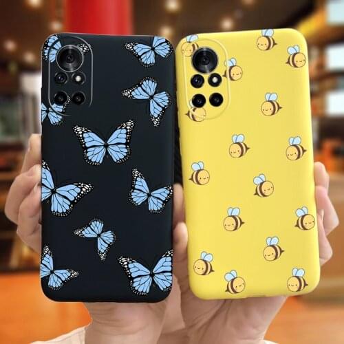 Candy Silicone Case For Huawei Nova 8 Pro 5G Nova8 Cute Bee Butterfly Painted Back Cover For Huawei nova 8 5G Nova8 SE Pro Funda