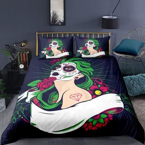 Skeleton Beauty Bedding Set Rose Fashoin 3D Print Comforter Luxury Queen King Single Duvet Cover Set Home Textile Decor Modern