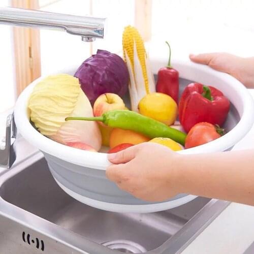 Folding Wash Basin Kitchen Storage Basket Portable Travel Plastic Basin Telescopic Basin Wash Basin Home Folding Washbasin