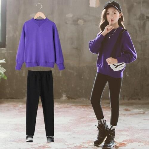 Teenager baby kids girl Clothes Hoodie winter Autumn loose tracksuit t Shirts + leggings pants hip hop 4 5 6 7 8 9 10 11 12 Year