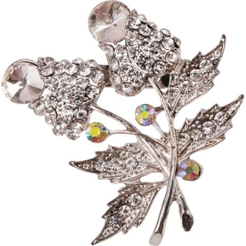 Rhodium Plated Rhinestone Flower Brooches For Women Fashion Jewelry Wedding Pin Crystal Brooch Bijouterie Christmas Gift BRO71