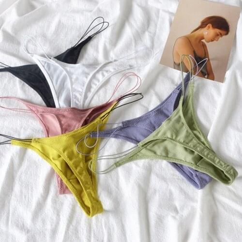 3Pcs Thin Sexy Thongs Underwear For Woman Seamless Sexy Thongs Womens Lingerie G String Female Panties Thread Cotton Panties