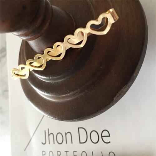 2020 New Arrivals Gold Color Plating Heart Oval Ribbon Star Shape Decorated Hair Pin For Women Romantic Hair Accessory Jewelry