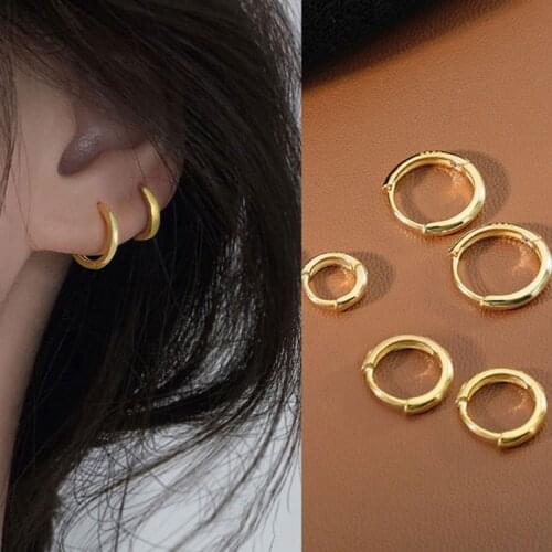 925 Sterling Silver Small Buckle Circle Earrings for Women Simple Minimalist Hoop Earring Korean New Design Jewelry