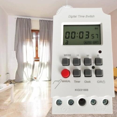 KG316S 220V LCD Microcomputer Timer Digital Time Switch Second Control Timing 32 Groups On/Off Control Range 1S-168H