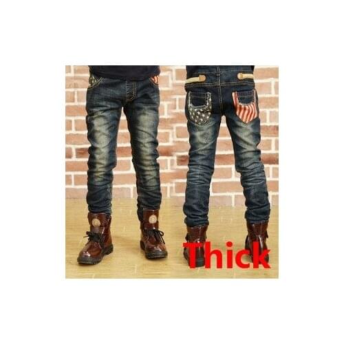 Retail High quality winter kids pants baby thick boys jeans children jeans warm for boys casual denim pants 3-12Y kids clothing