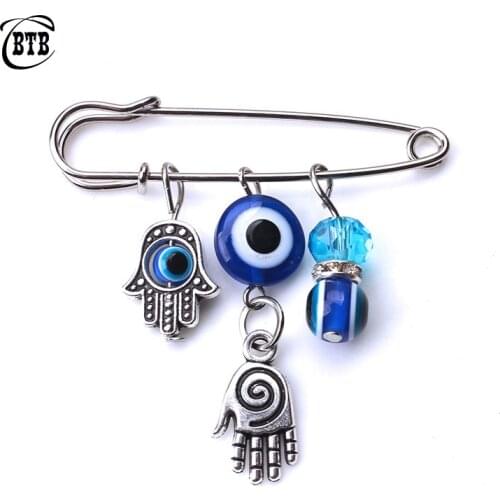 1pc Fashion 6 Style Turkey Evil Eye Hamsa Hand Owl Charms Pendant Brooch &pin Jewelry Accessories for Women Buckle Clips