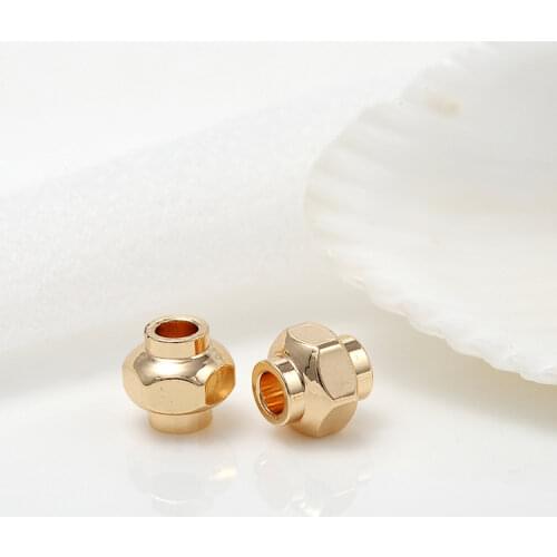 10PCS 5x5MM 14K Gold Color Plated Brass Screw Spacer Beads Bracelet Beads High Quality Diy Jewelry Accessories