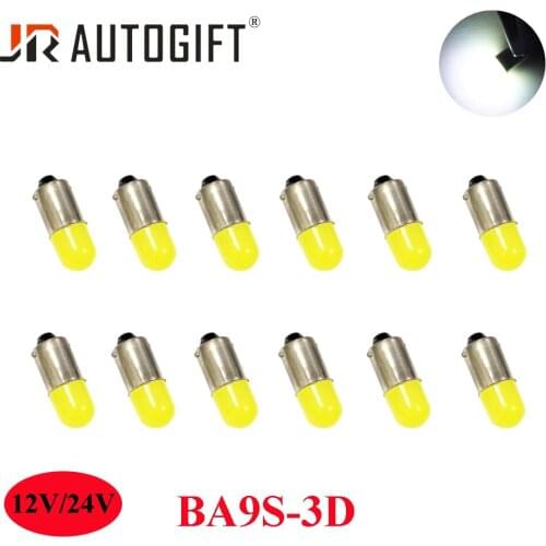 200Pcs 12V 24V BA9S 3D T4W 363 1895 233 Super Bright Round 3D COB LED Car License Plate Light Auto Interior Door Lamp Bulb White