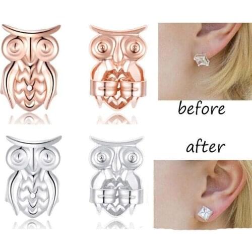2020 owl earring lifters 3 pairs of adjustable earring lifts (1 pairs roes gold and 1 pair silver and 1 pair of 18K gold plated)