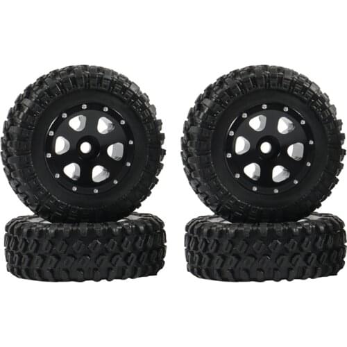 4PCS 1.0 Beadlock Mini Crawler Wheel Rims & Rubber Tires for 1/24 RC Crawler Car Axial SCX24 90081 Upgrade Parts