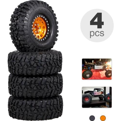 4PCS 2.2IN Crawler RC Tires with Metal Rim Ultra Soft Rock Crawler Tires for 1/10 rc Rock Crawler Traxxas Trx4 Axial Scx10 90046