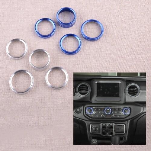 4pcs/Set Air Condition & Headlight Switch Ring Cover Trim Fit for Jeep Wrangler JL 2018 2019 2020 Car Styling Accessories