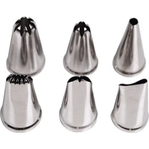 6PCS Stainless Steel Decorating Mouth Converter Nozzles Rose Cupcake Cream Pastry Baking Tool DIY Cake Decorating Tool