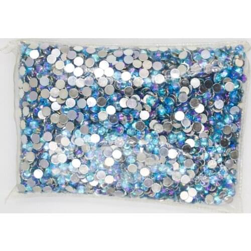 Water Blue AB Color 1.5~10mm Flat Back Round Acrylic Rhinestones Beads / Stones ,3D Acrylic Nail Art / Garment Decoration