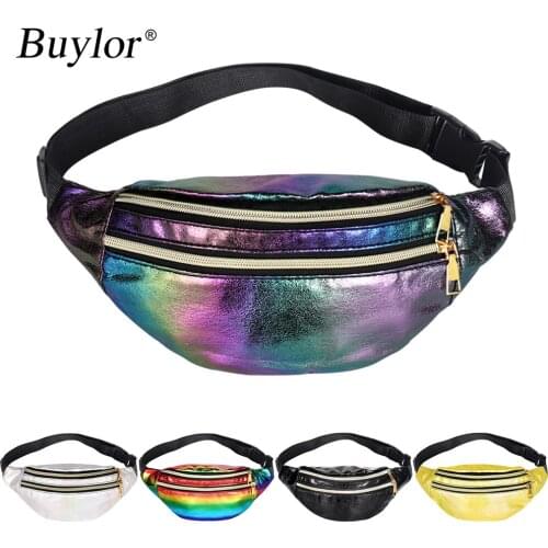 Buylor Waist Pack For Women Holographic Bag Laser Fanny Pack Belt Bag Designer Bumbag Fashionable Chest Bag for Party Shopping