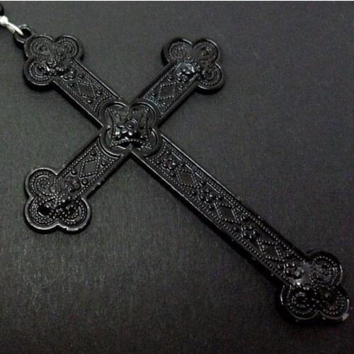 Gothic Black Cross Black Ball Chain Pendant Necklace Witchy Alternative Goth Witchy Punk Statement Gorgeous Jewelry Women Gift