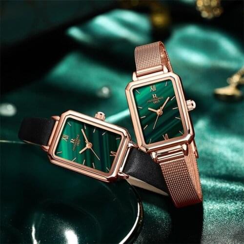 Women Watches Fashion 2021 Geneva Designer Ladies Watch Luxury Brand Rectangular Green Dial Quartz Wrist Watch Gifts For Women