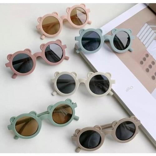 Kids Sunglasses Anti-UV Cartoon Bear Shape Decorative Glasses UV400 Protection Baby Shades Eyewear Outdoors Travel Eyeglasses