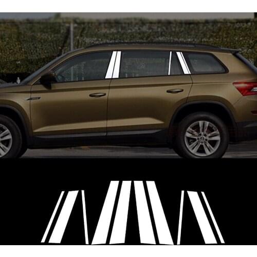 For Skoda Kodiaq 2016-2020 Car Exterior Part Refit Chrome Window Pillar Strip Cover Trim Stainless Steel Center Pillars Sticker