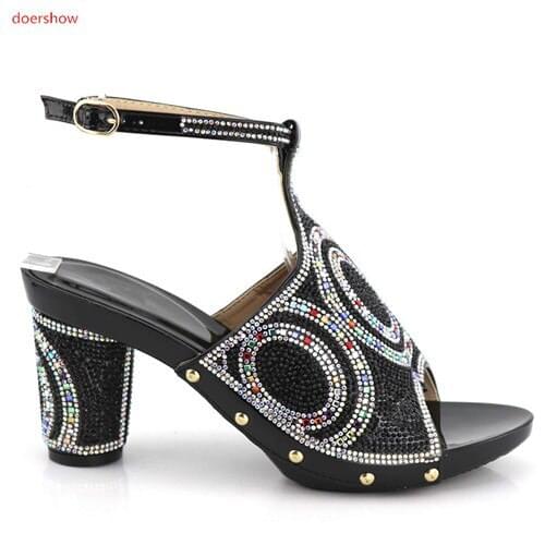 Doershow Good quality cheap price black open toe high heel women pumps african shoes for party!SXC1-3